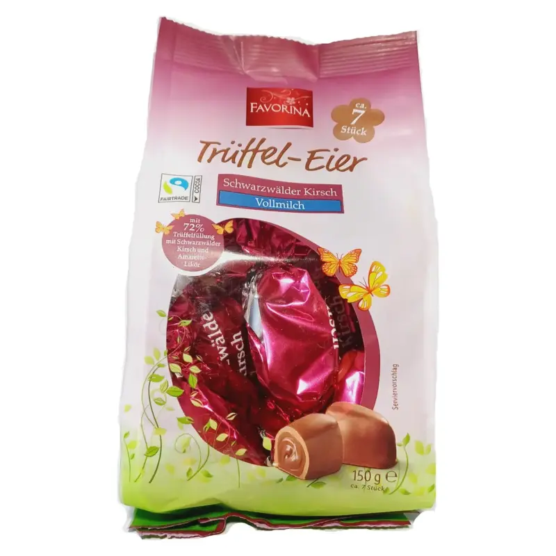 Трюфельні яйця Шварцвальдська вишня Favorina Truffel-Eier Schwarzwalder Kirsch 150г Німеччина