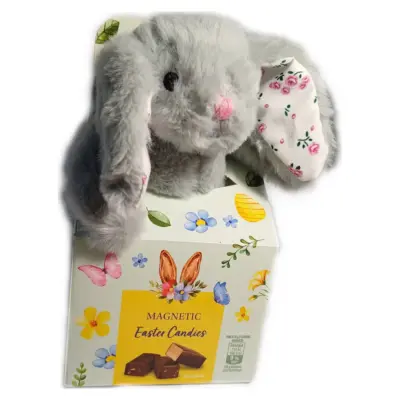 Подарунковий набір Іграшка Зайчик + Асорті щіколадних цукерок 90 г Magnetic Easter Candies Польща