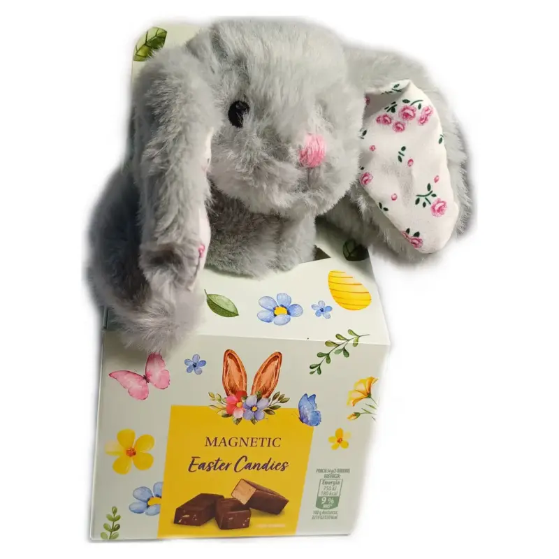 Подарунковий набір Іграшка Зайчик+Асорті щоколодних цукерок 90г Magnetic Easter Candies Польща