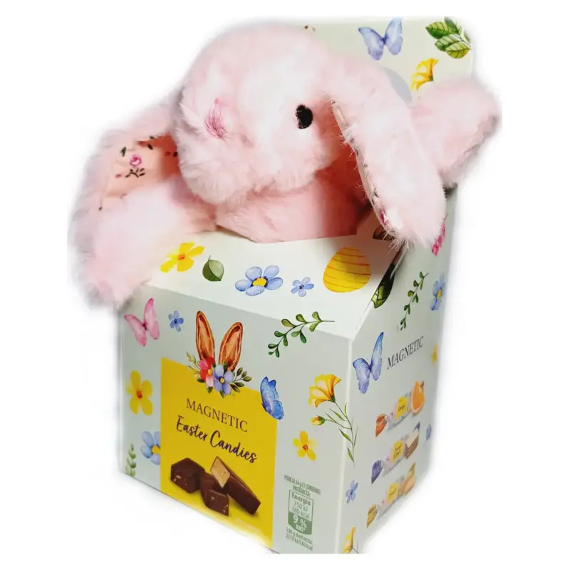 Подарунковий набір Іграшка Зайчик + Асорті щіколадних цукерок 90 г Magnetic Easter Candies Польща