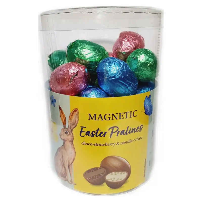 Шоколадні яйця Асорті з начинкою Magnetic Easter Pralines cho-strawberry&vanilla-crisps 410 г Польща