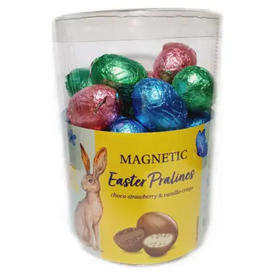 Шоколадні яйця Асорти з начинкою Magnetic Easter Pralines choco-strawberry&vanilla-crisps 410г Польща