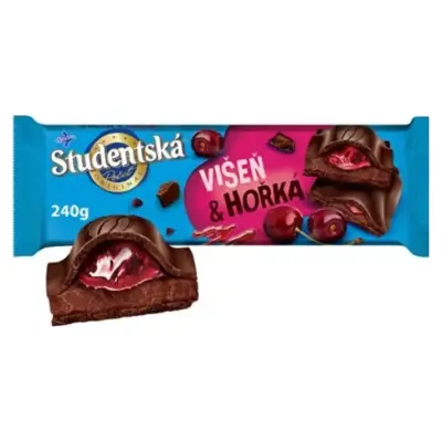 Шоколад чорний із вишневою начинкою Studentska Visen&Horka 240г Чехія