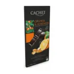 Шоколад Cachet (Кашет) чорний 57% какао з апельсином і мигдалем Бельгія 100 г