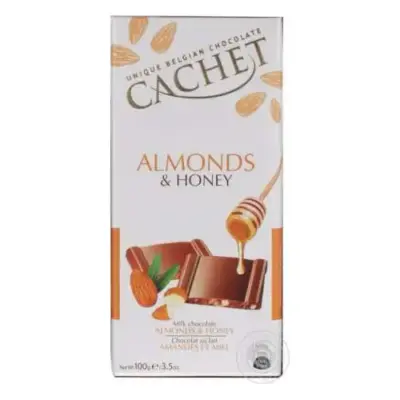 Шоколад Cachet (Кашет) молочний з мигдалем і медом Бельгія 100г