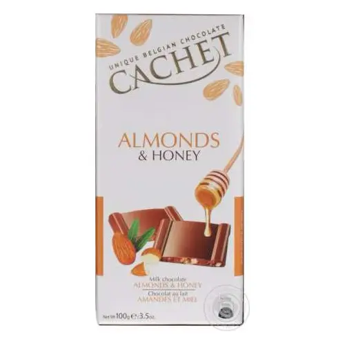 Шоколад Cachet (Кашет) молочний з мигдалем і медом Бельгія 100г