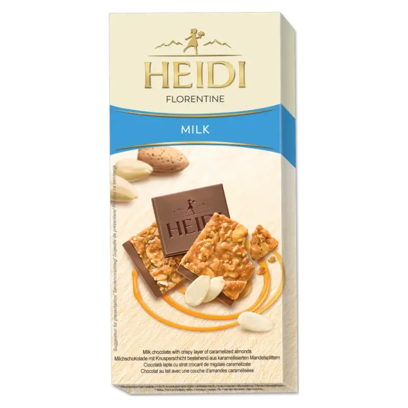 Молочний шоколад з карамелізованим шаром мигдалю 30% какао Heidi Florentine Milk 100г Румунія