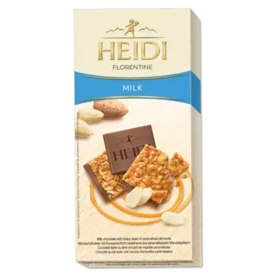 Шоколад молочний з карамелізованим шаром мигдалю 30% какао Heidi Florentine Milk 100 г Румунія