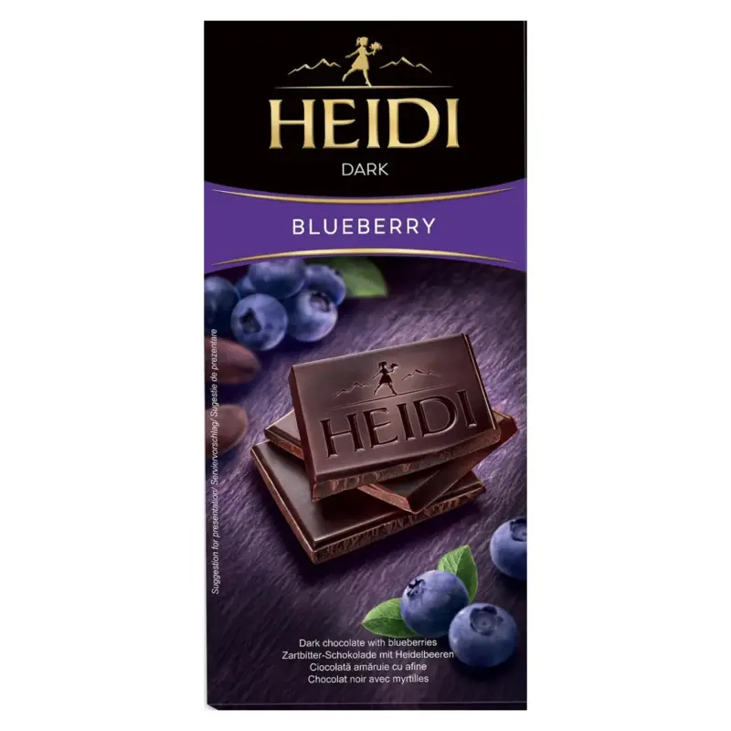 Шоколад темний із чорницею 50% какао Heidi Dark Blueberry 80 г Румунія