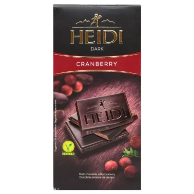 Шоколад темний з журавлиною 50% какао Heidi Dark Cranberry 80г Румунія