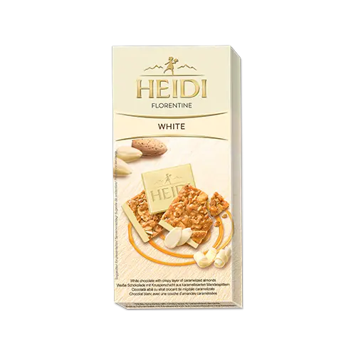 Шоколад білий з карамелізованим шаром мигдалю Heidi Florentine White 100г Румунія