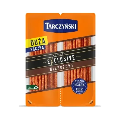 Ковбаски Кабанос із свинини БЕЗ ГЛЮТЕНУ TARCZYŃSKI Exclusive Kabanosy Wieprzowe Duo 2×125г Польща