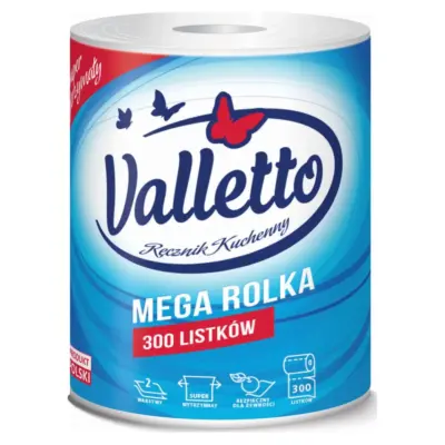 Рушники паперові двошарові Valletto Mega Rolka 300шт Польща