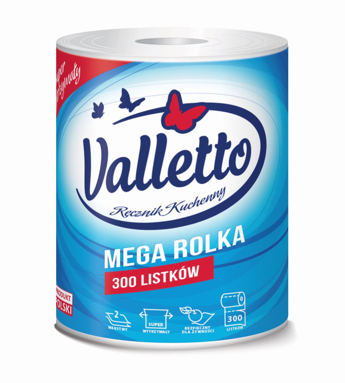 Рушники паперові двошарові Valletto Mega Rolka 300шт Польща