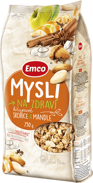 Мюслі хрусткі з корицею, мигдалем і апельсиновою скоринкою Emco Чехія 750г
