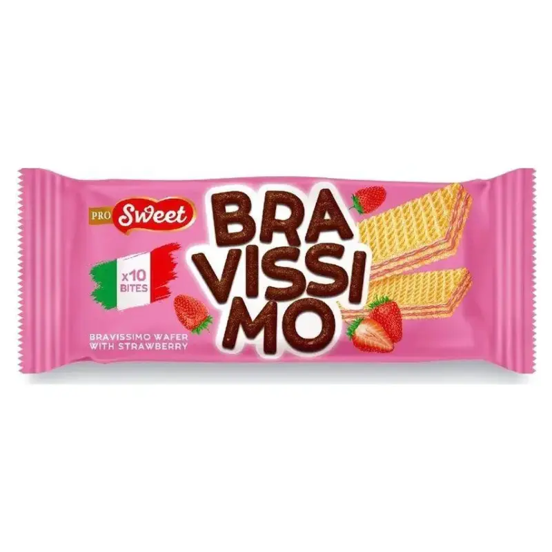 Вафлі з полуничним кремом PRO Sweet Bravissimo 50 г Італія