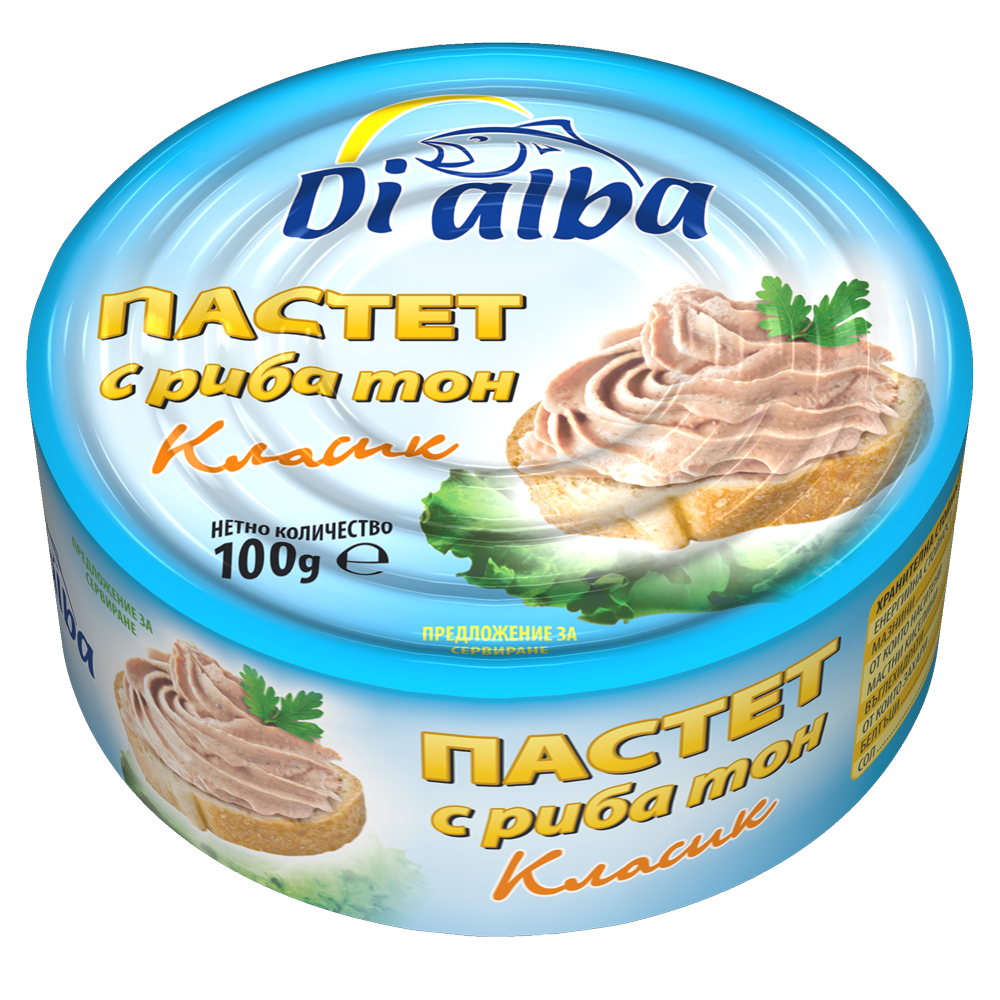Паштет із тунця класичний Di alba Пастет риба тон Класик 90г Болгарія
