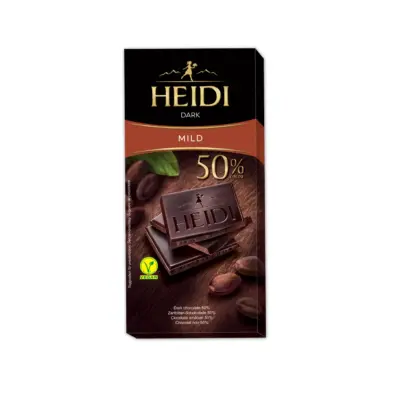 Шоколад чорний Ніжний 50% какао Heidi Dark Mild 80 г Румунія