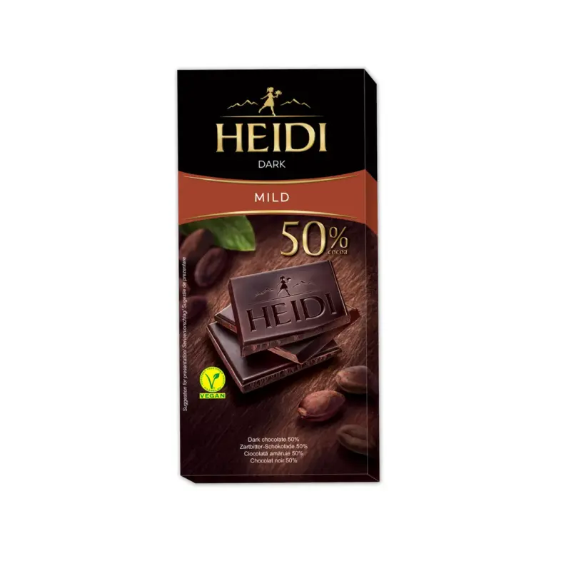 Шоколад чорний Ніжний 50% какао Heidi Dark Mild 80г Румунія
