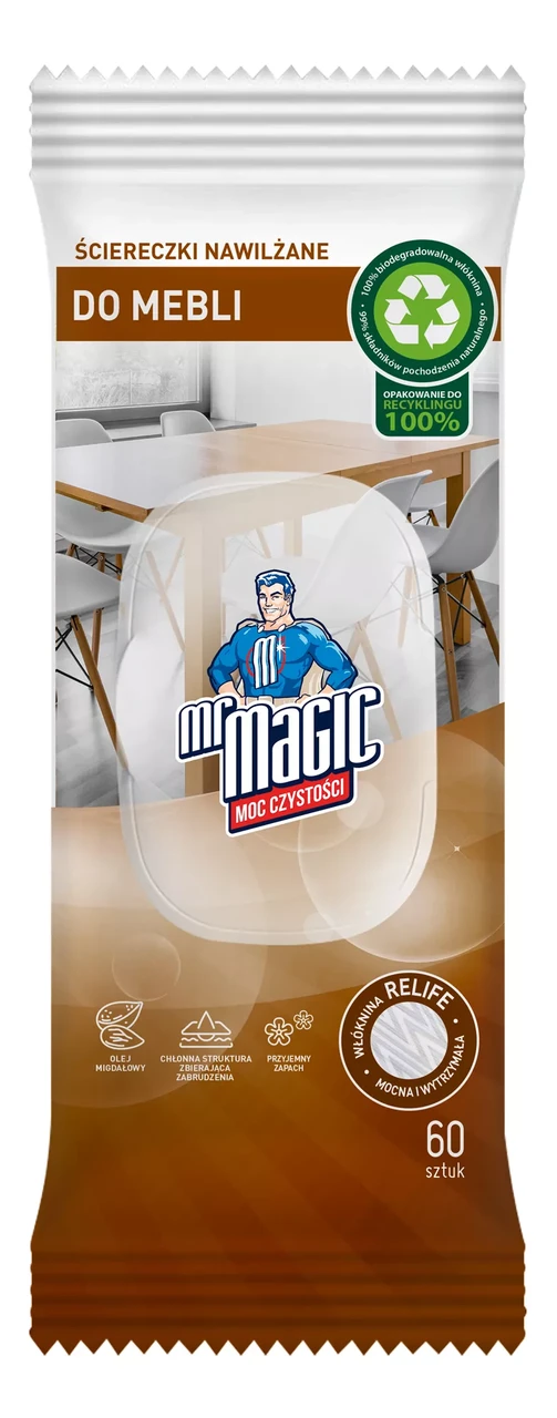 Серветки для меблів для вологи MrMagic Sciereczki nawilzane do mebli 60шт Польща