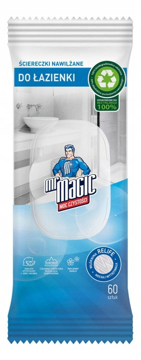 Вологі серветки для ванної кімнати MrMagic Sciereczki nawilzane do lazienki 60шт Польща