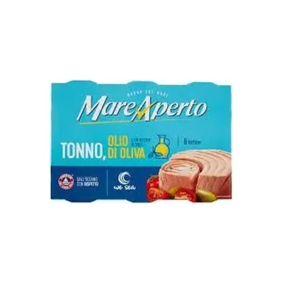Тунець одним шматком в оливковій олії Mare ApertoTonno all Olio di Oliva (6х70 г) 420г Італія