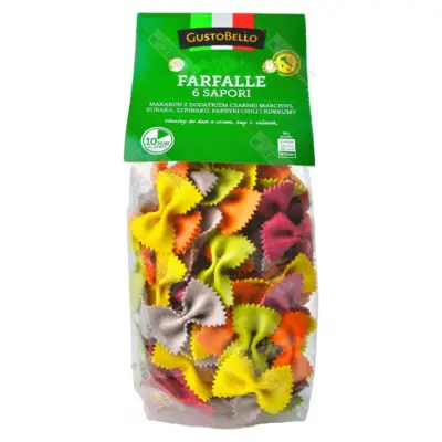 Макарони кольорові Метелики GustoBello 6 Sapori Farfalle 250 г Польща