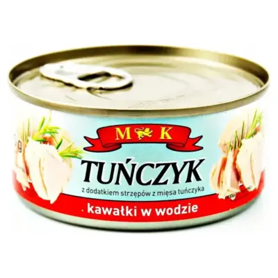 Тунець Шматочками у власному соку Tunczyk Kawalki w Wodzie M&K 170 г/120г Польща