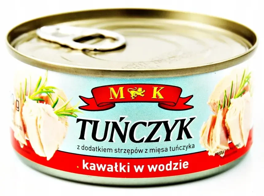 Тунець Шматочками у власному соку Tunczyk Kawalki w Wodzie M&K 170 г/120г Польща