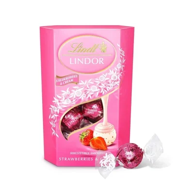 Цукерки шоколадні полуниця з вершками Lindt Lindor Strawberries&Cream 200 г Швейцарія