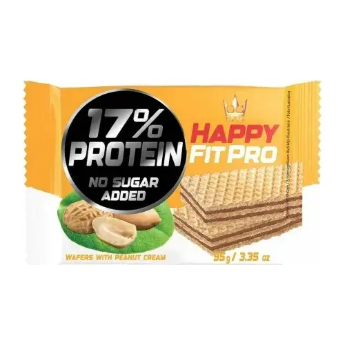 Вафлі з арахісовим кремом 17% ПРОТЕЇНА, без додавання цукру HAPPY FIT PRO 95 г Польща
