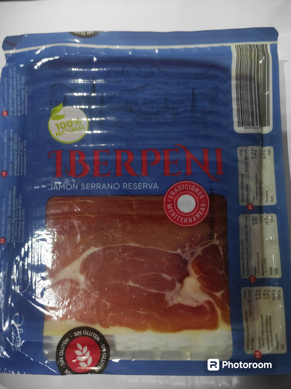 Хамон-нарізка БЕЗ ГЛЮТЕНА Iberpeni Jamon Serrano Reserva 250 г Іспанія