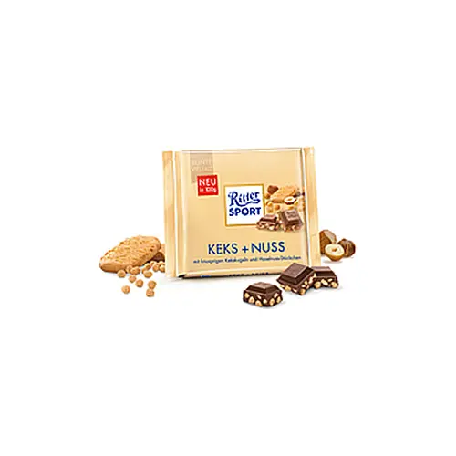 Шоколад Ritter sport KEKS+NUSS (Кекс + лісовий горіх) Німеччина 100 г