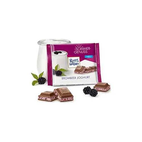 Шоколад Ritter sport BROMBEER JOGHURT (Ожиною і йогуртом) Німеччина 100 г