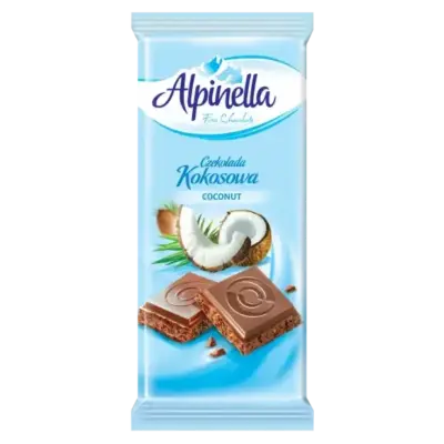 Шоколад "Alpinella kokosawa" (Альпінелла молочний з кокосом), Польща, 100 г