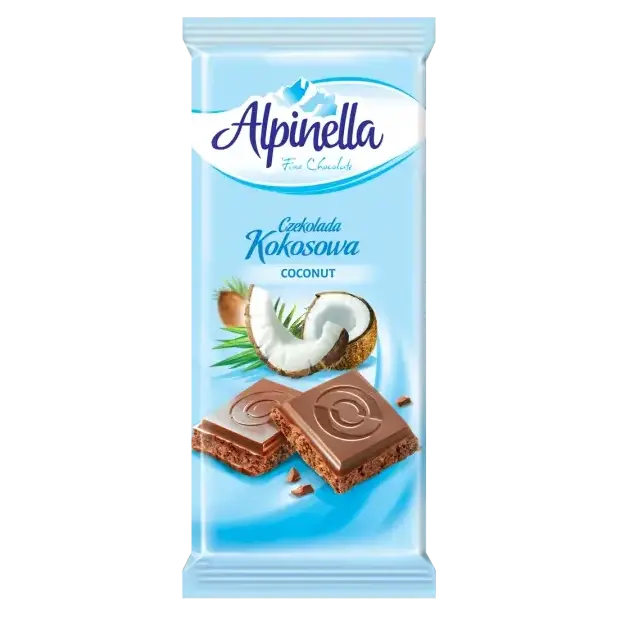 Шоколад “Alpinella kokosawa” (Альпінелла молочний з кокосом), Польща, 100 г