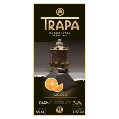 Шоколад чорний з апельсином БЕЗ ГЛЮТЕНА Trapa Choco Dark 74% Naranja 100 г Іспанія