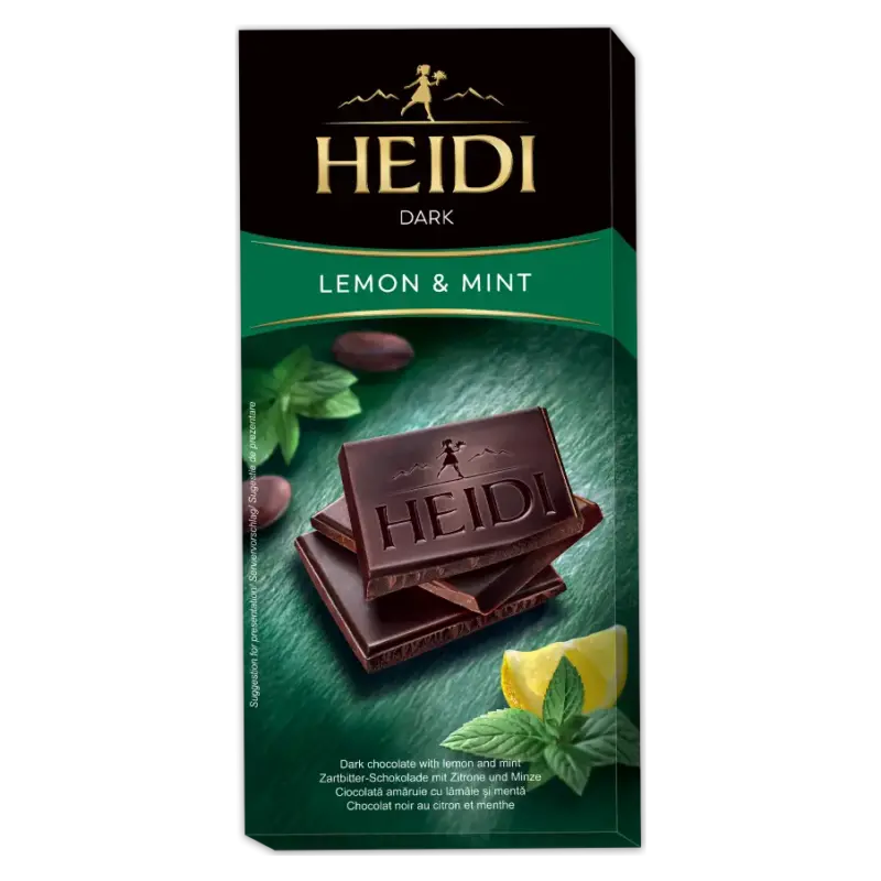 Шоколад темний із м’ятою та лимоном 50% какао Heidi Dark Lemon&Mint 80 г Румунія