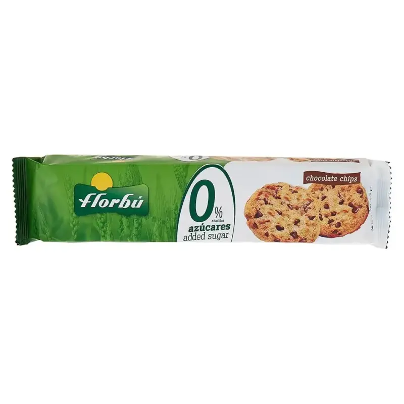 Печиво з шоколадними чипсами БЕЗ САХАРА Florbu Chocolate Chips 0% azucares 150 г Іспанія