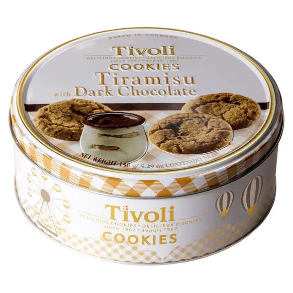 Печиво зі смаком тірамісу та темним шоколадом Tivoli Tiramisu with Dark Chocolate Cookies у ж/б 150 г Данія