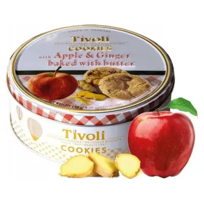 Печиво зі смаком яблука та імбиру Tivoli Danish Cookies Appleand Ginger with Butter у ж/б 150 г Данія