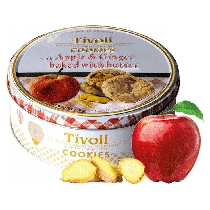 Печиво зі смаком яблука та імбиру Tivoli Danish Cookies Appleand Ginger with Butter у ж/б 150 г Данія