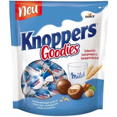 Шоколадні цукерки з молочною нугою і фундуком Knoppers Storck Goodies Milch 180 г Німеччина