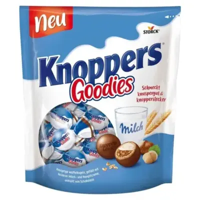 Шоколадні цукерки з молочною нугою і фундуком Knoppers Storck Goodies Milch 180 г Німеччина