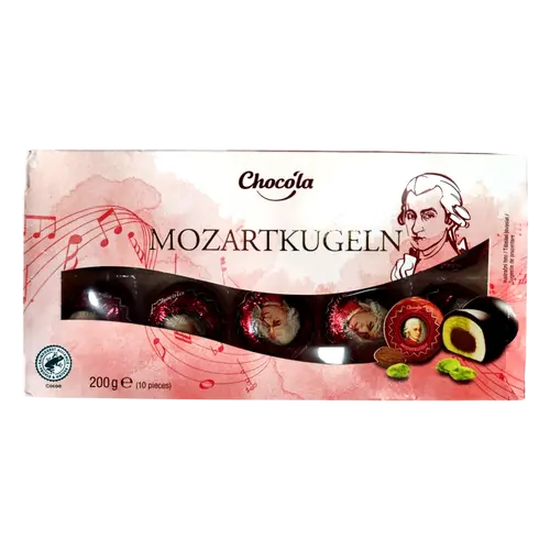 Цукерки марципанові з фісташкою в чорному шоколаді Chocola Mozartkugeln 200 г Німеччина