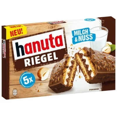 Вафельний батончик Ханута молоко та фундук Hanuta milch&nuss 5*34,5 г 172 г Італія