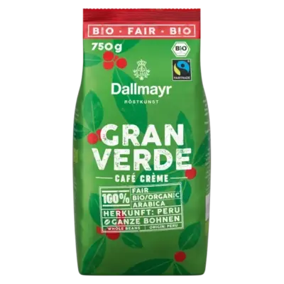 Кава в зернах 100% Арабіка Dallmayr BIO/ORGANIC Gran Verde Cafe Crema 750г Німеччина