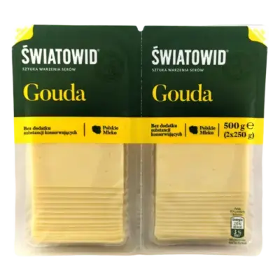 Сир у пластинках Gouda Swiatowid без консервантів 500 г (2 х 250 г) Польща