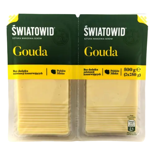 Сир у пластинках Gouda Swiatowid без консервантів 500 г (2 х 250 г) Польща