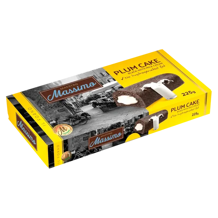 Тістечко бісквітне з какао та молочним кремом Maestro Massimo Plum Cake Black 225 г (5 шт.) Італія
